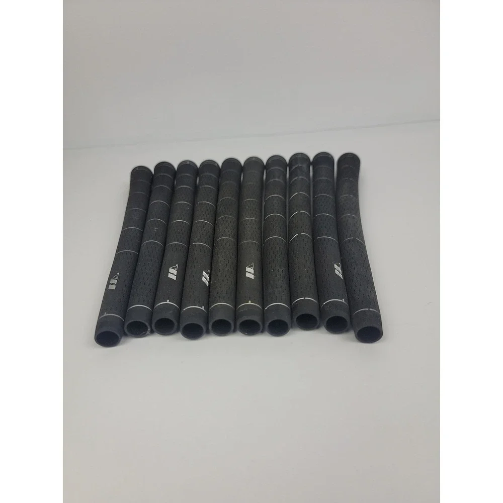 Wishon Golf Grips Set of 10 Black Perforated Rubber Spiral Line Pattern Standard